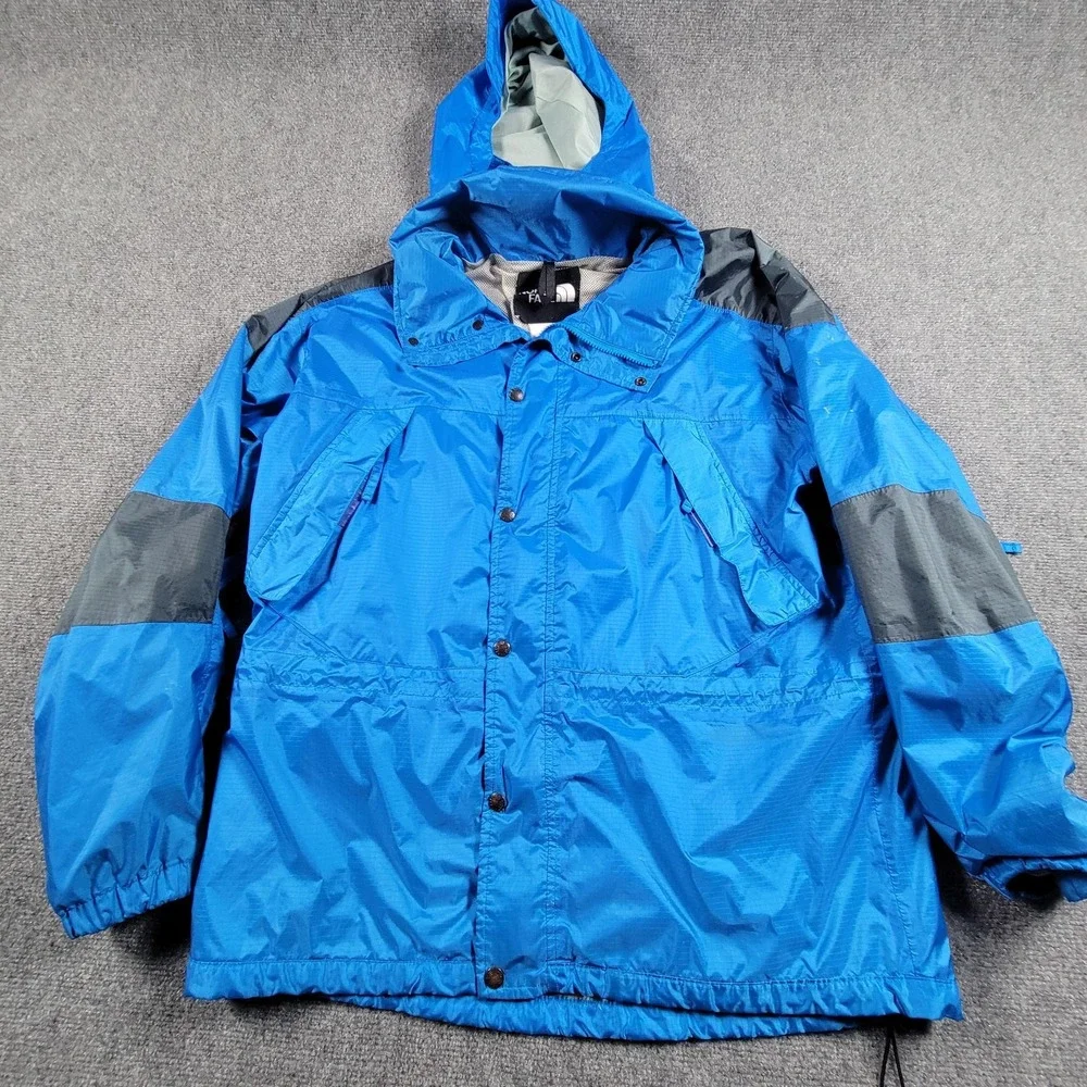 North Face Jacket Mens Large Blue‎ Hooded Waterproof Windbreaker Outdoor Coat